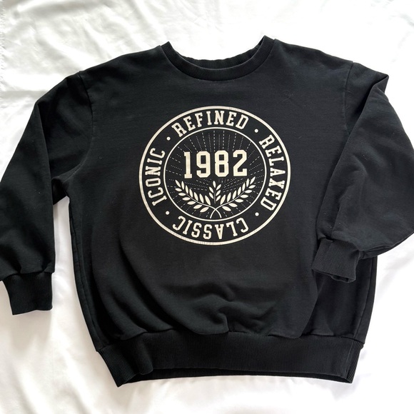 OAK + FORT Iconic 1982 Graphic Oversized Crewneck Size Small Black - Picture 10 of 13